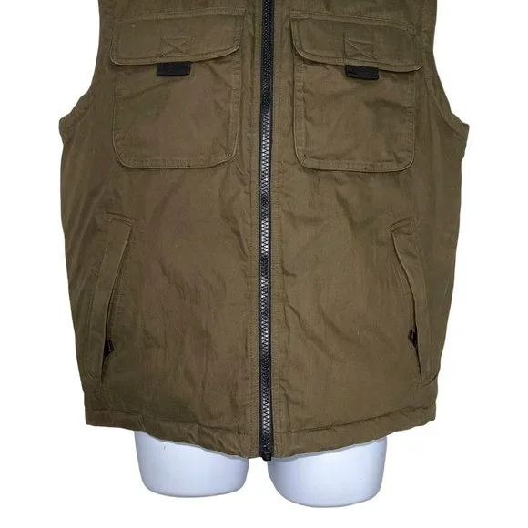 Vintage Eddie Bauer Goose Down Olive Green Outerwear Winter Fall Outdoor Vest S